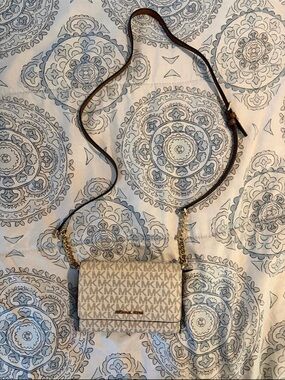 Michael Kors Beige and Brown MK Logo Crossbody Bag